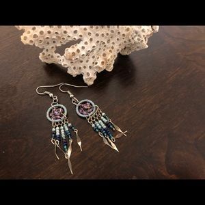 Hand-made beaded dream catcher earrings!